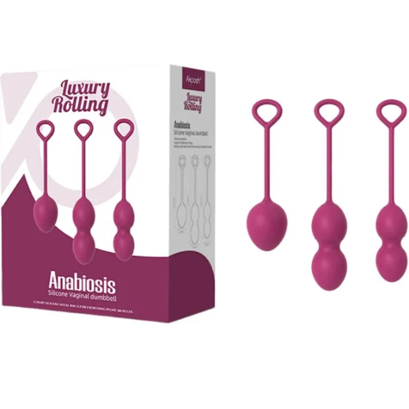 Boules de Geisha bordeaux en ABS-Silicone, design ergonomique, avec boîte élégante, pour tonification pelvienne.