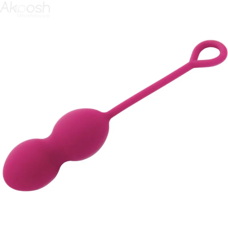 Boules de Geisha bourgogne en ABS-Silicone, double sphère lisse avec cordelette, pour tonification pelvienne et bien-être.