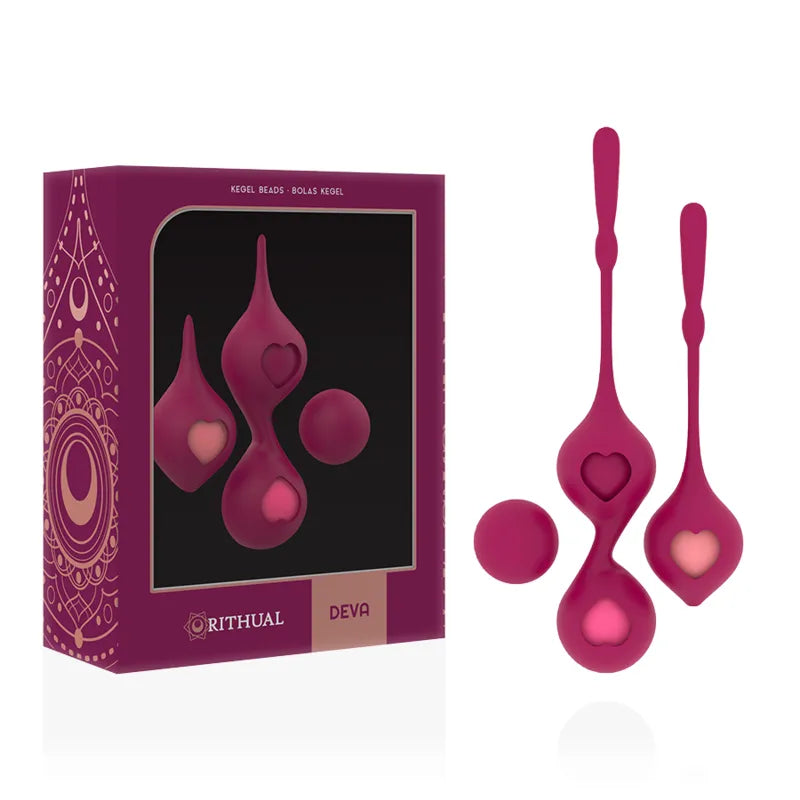 Boules Geisha en silicone médical rose avec différents poids, boîte élégante Deva, renforcement pelvien.