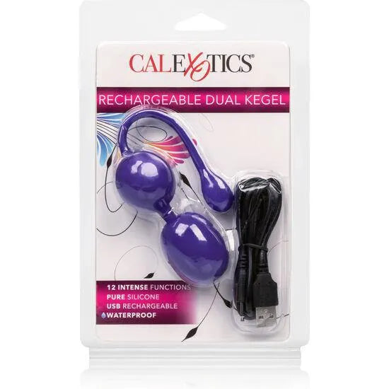 Boules de Geisha violettes en silicone imperméable avec câble USB, emballage transparent, bien-être intime.