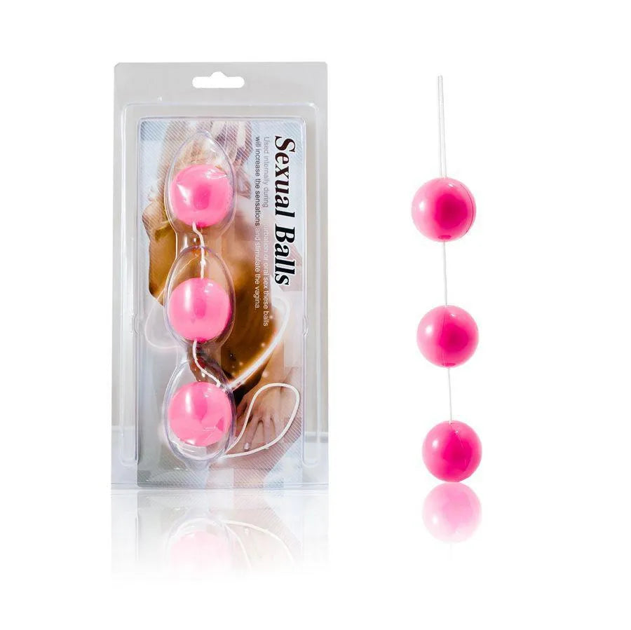 Boules de Geisha roses en ABS doux, trois pièces, design ergonomique, emballage transparent, bien-être intime.