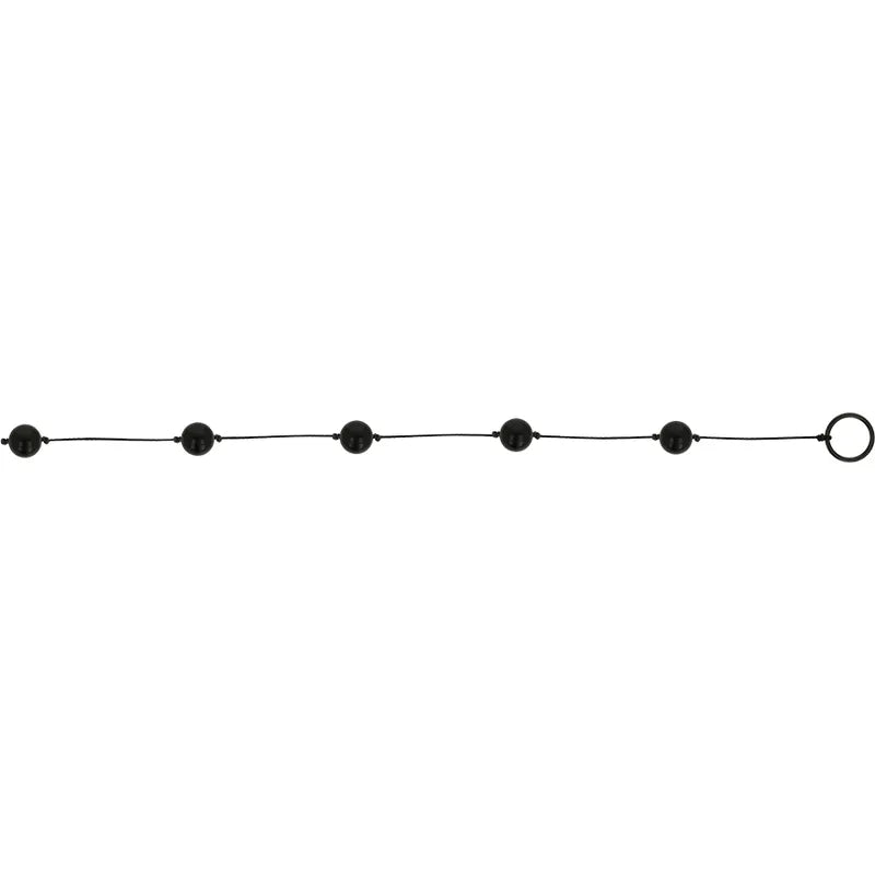 Boules de Geisha noires en ABS, alignées sur un fil avec anneau, pour bien-être sexuel et sécurité corporelle optimale.