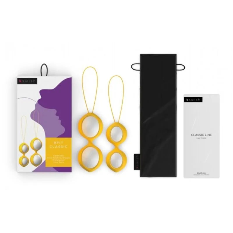 Boules de Geisha en silicone jaune avec poids interchangeables, boîte et pochette noires, pour entraînement Kegel.