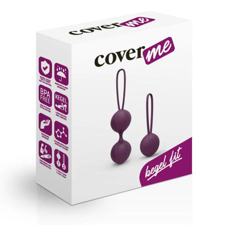 Boules de Geisha en silicone violet, forme sphérique, avec cordon, sur boîte blanche, pour renforcement pelvien.