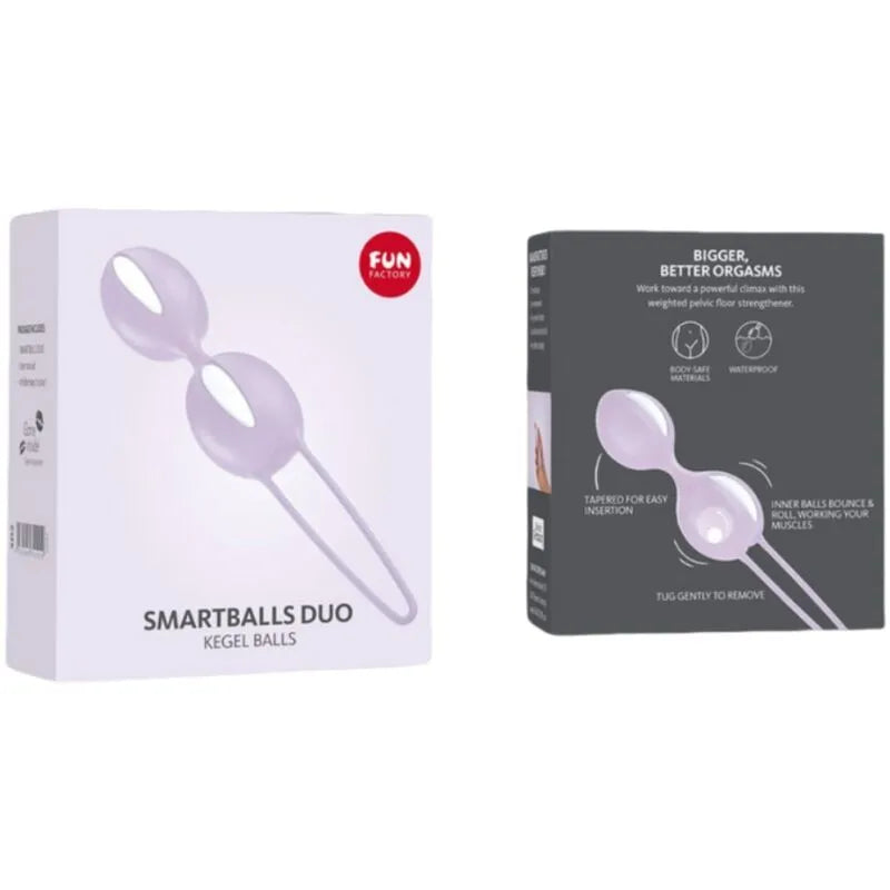 Boules de Geisha en silicone violettes pour experts, forme ergonomique, boîte illustrée, renforcement du plancher pelvien.