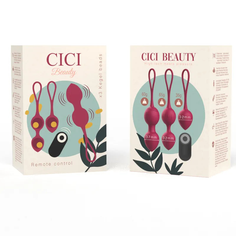 Boules de geisha vibrantes roses avec télécommande, étanches, pour renforcement pelvien, Cici Beauty, packaging élégant.