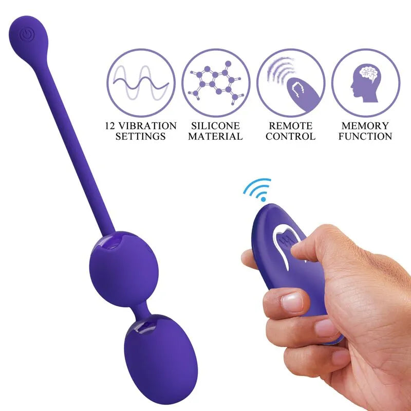 Boules de Geisha violettes en silicone avec télécommande, 12 modes de vibration, renforcement du plancher pelvien.