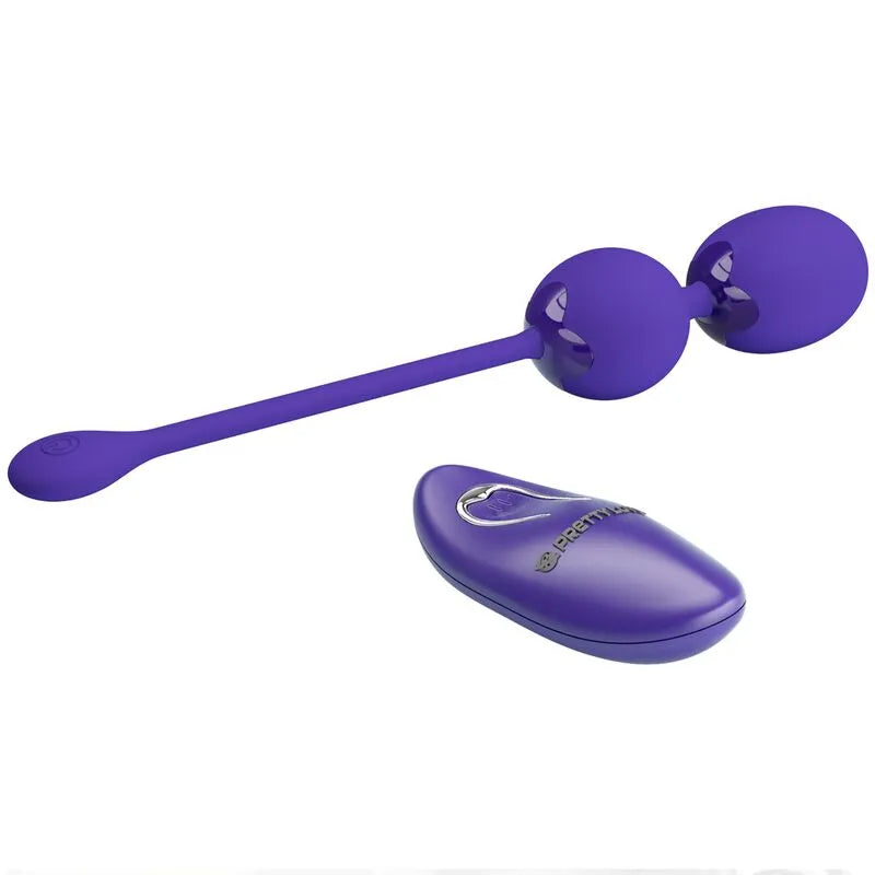 Boules de Geisha violettes avec télécommande, silicone médical, 12 modes de vibration, pour plaisir et renforcement pelvien.