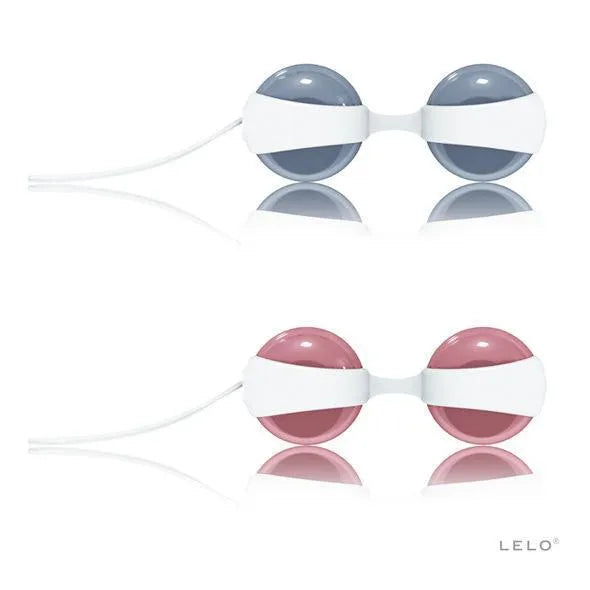 Boules de Kegel ajustables, bleu et rose, avec cordon, pour tonus pelvien post-accouchement, deux tailles disponibles.