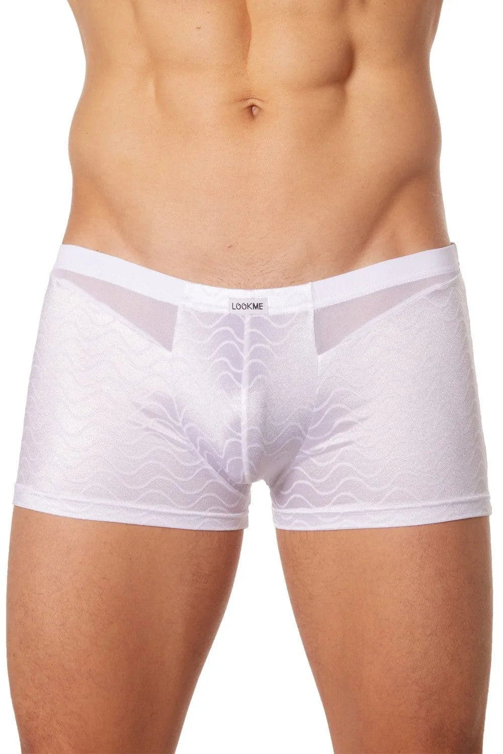 Boxer Blanc Satiné Motifs Vagues Glamour