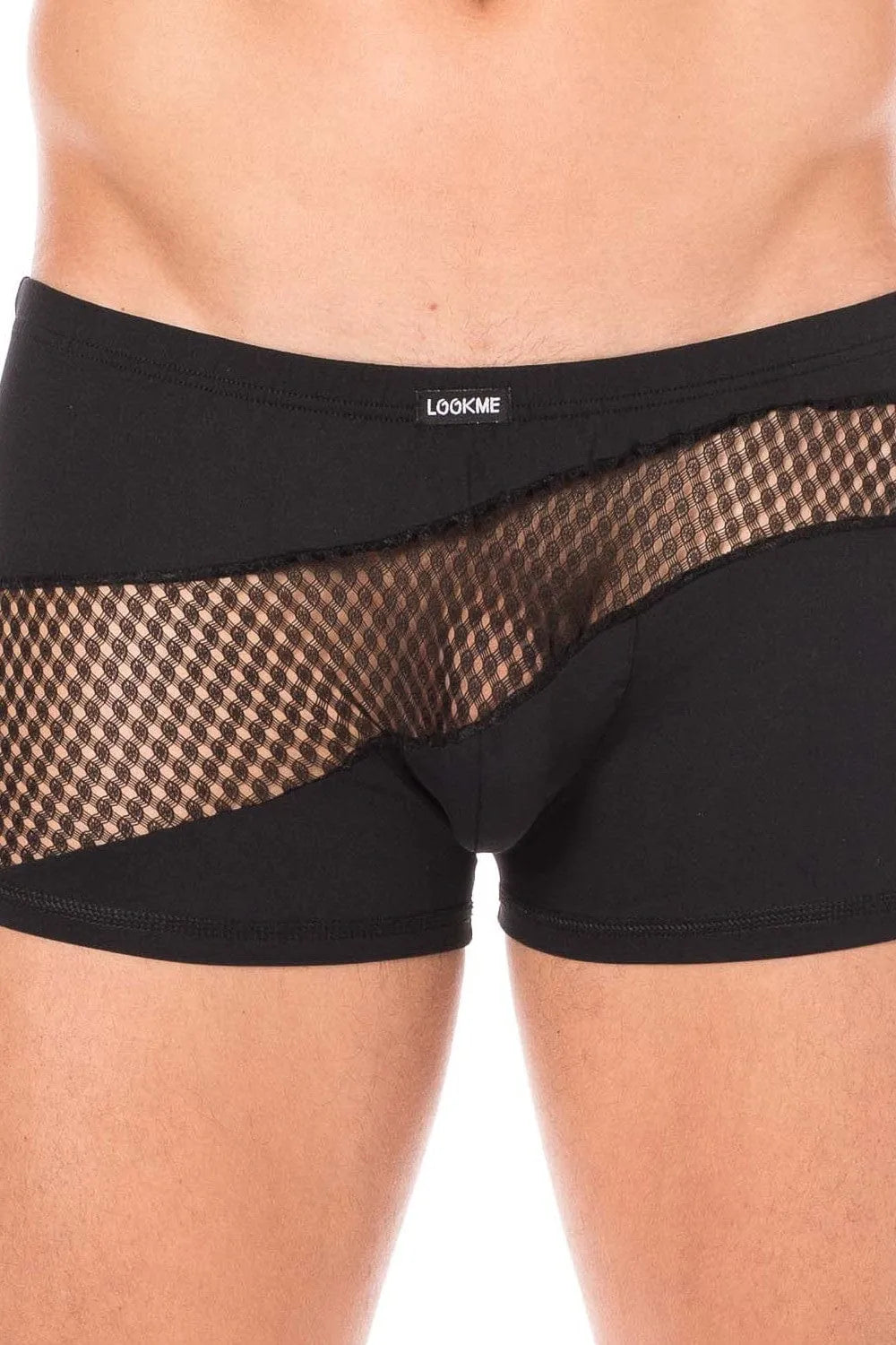 Boxer noir en élasthanne avec rayures transparentes, design chic et élégant, tissu doux et confortable.