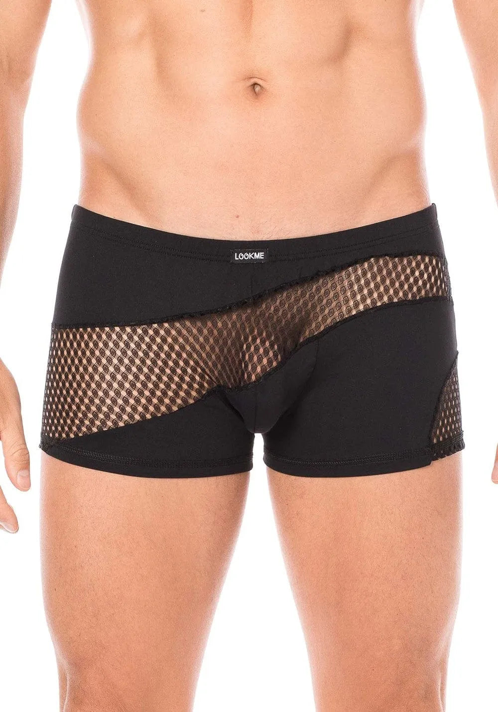 Boxer noir Shade 2 en polyamide et élasthanne, rayures fines, opaque et transparent, confort et élégance.