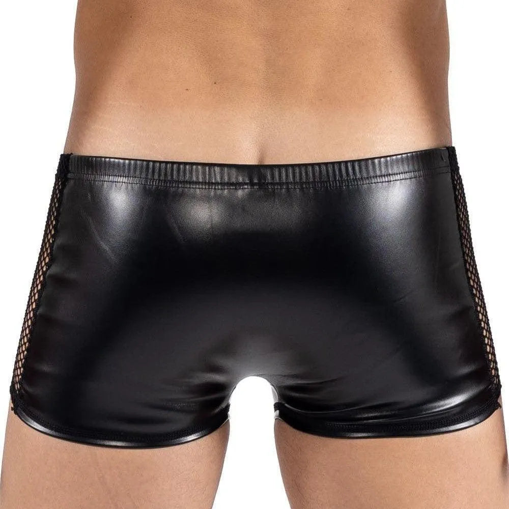 Boxer Homme Noir Simili Cuir Résille Confortable
