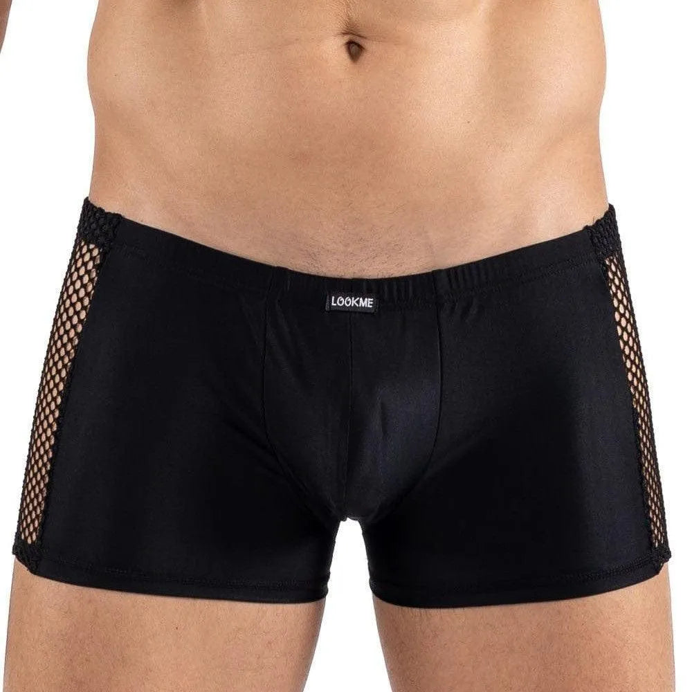 Boxer Noir Homme Résille Brodée Sensualité