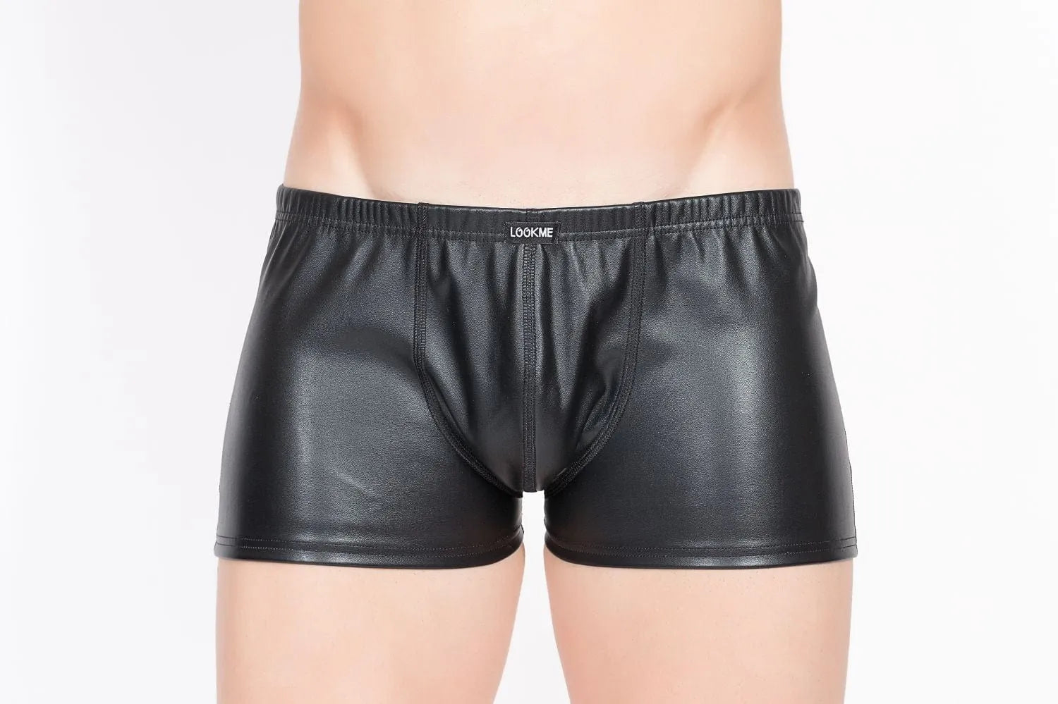 Boxer Noir Imitation Cuir Avec Ceinture Élastique