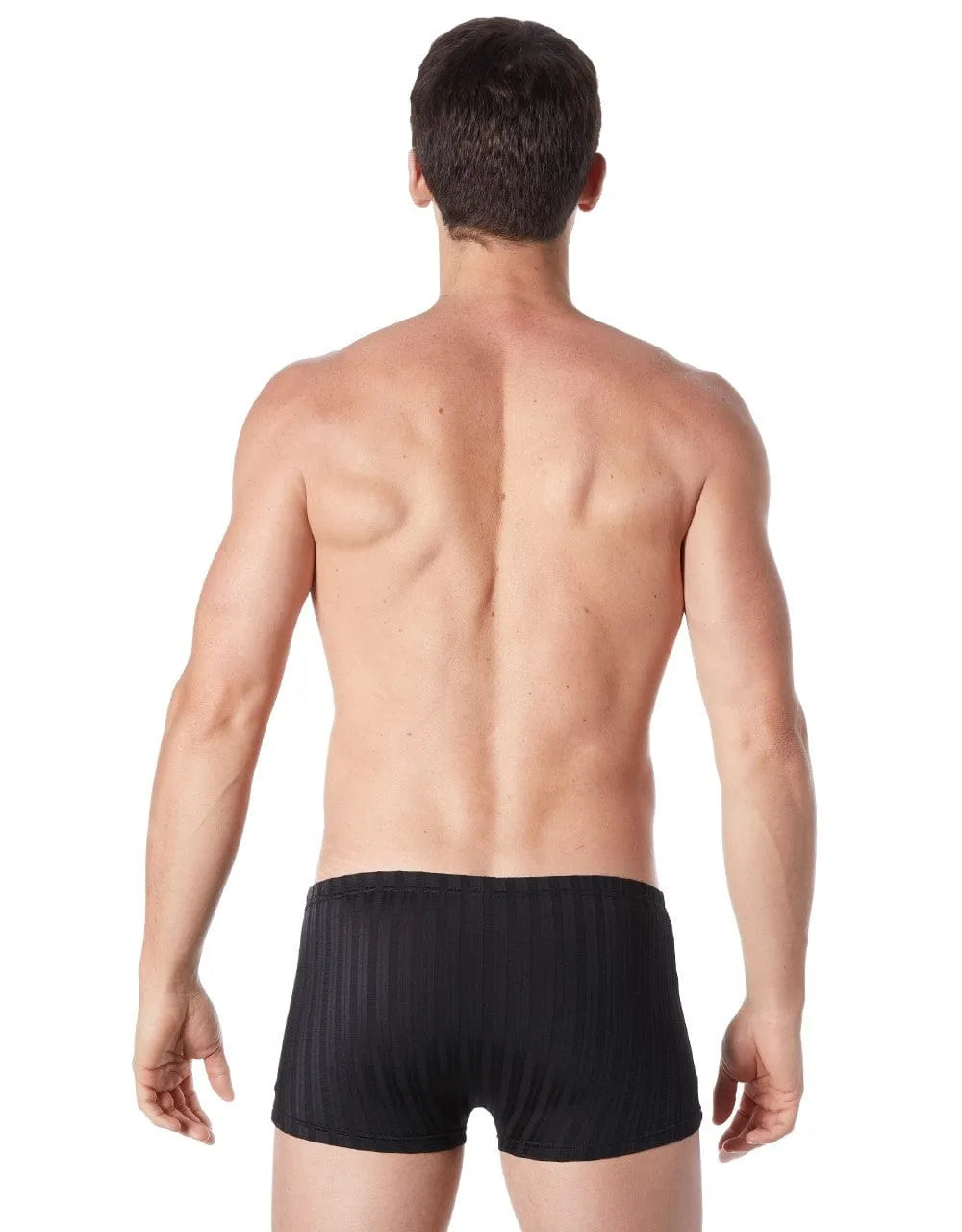 Boxer noir rayé pour homme, tissu doux et extensible, design élégant et moderne, parfait pour le confort quotidien.