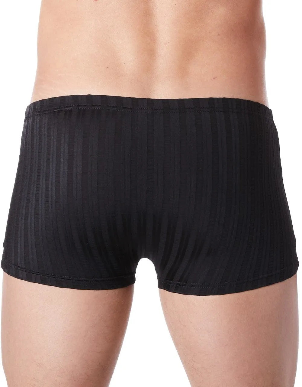 Boxer homme noir rayé, tissu doux et extensible, design moderne et élégant, idéal pour confort quotidien.