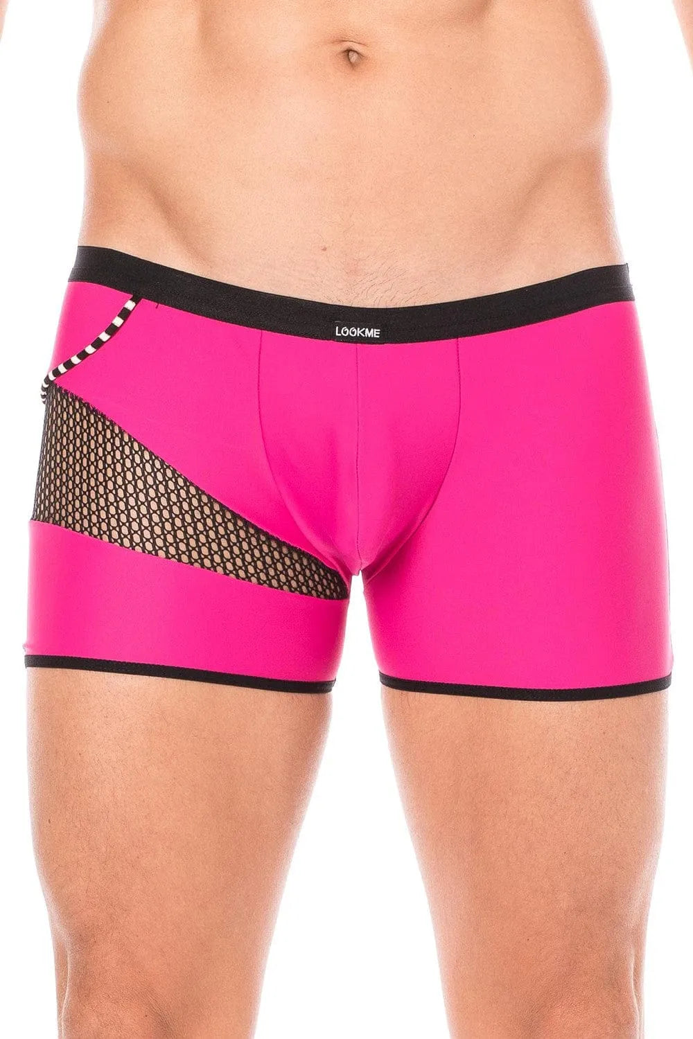 Boxer magenta homme avec filet latéral et cordelette, design moderne, 80% polyamide, 20% élasthanne, collection Urban.