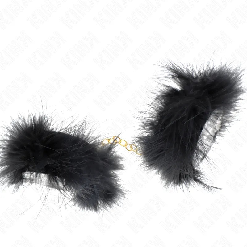 Bracelets BDSM en cuir noir véritable, design élégant et robuste, avec fermoirs métalliques dorés pour confort et durabilité.