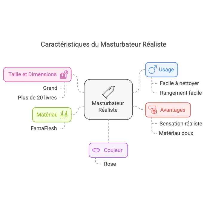Buste masturbateur réaliste en Fanta-chair rose, forme anatomique, texture douce, sensation réaliste, facile à nettoyer.