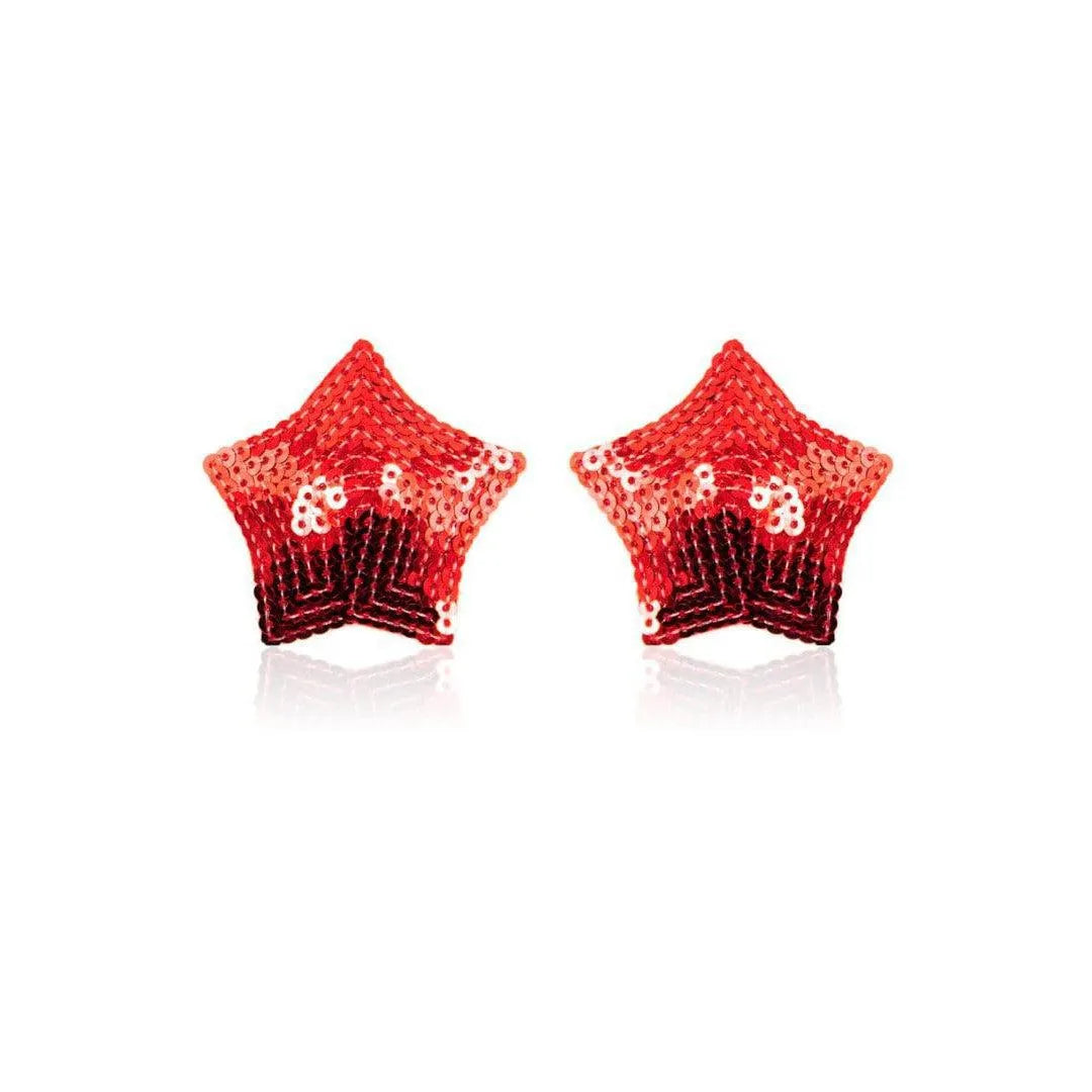 Cache-Tétons Adhésifs Étoile Sequins Rouges Brillants