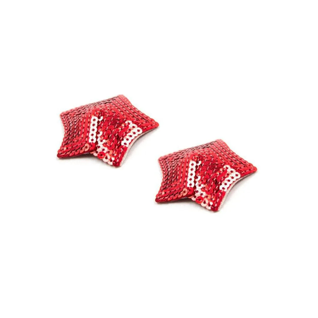 Cache-tétons étoile rouges à sequins brillants, réutilisables, élégants et glamour pour soirées.