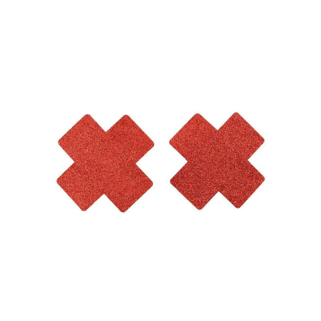 Cache-Tétons Croix Rouge Pailletée Pour Poitrine