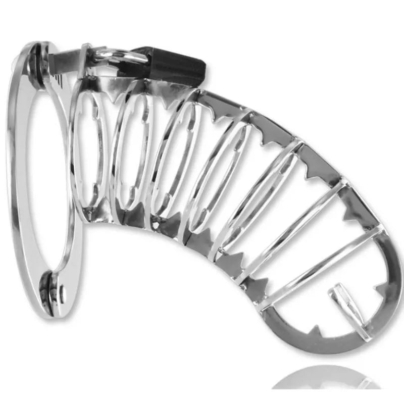 Cage De Chasteté En Acier Inoxydable Avec Anneau Réglable
