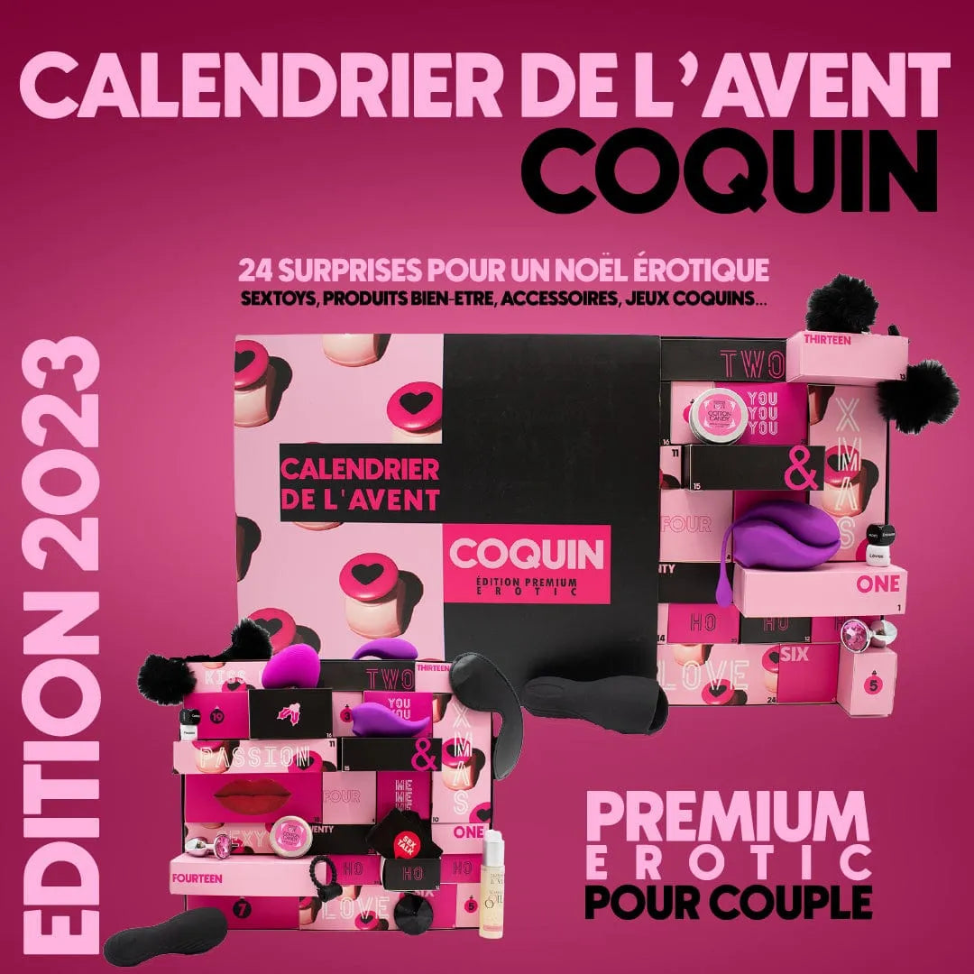 Calendrier de l'Avent érotique 2023, boîte rose et noire, 24 surprises sensuelles pour couples, édition premium.