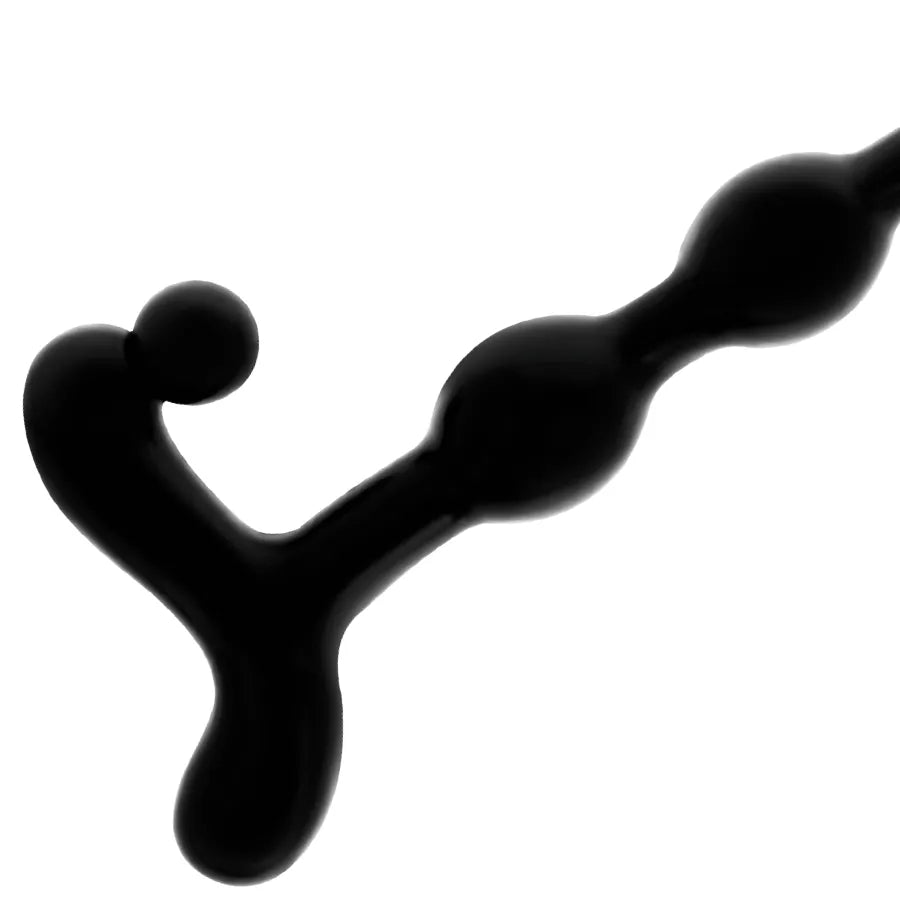 Chaîne de perles anales TPR noire, 5 perles progressives, design ergonomique pour débutants.