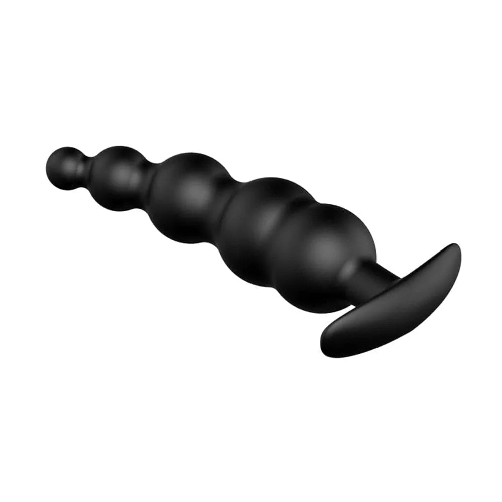Chapelet anal noir en silicone, forme perlée, stimulation prostate, sans phtalate, confort et sécurité optimisés.