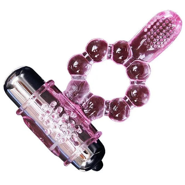 Cockring rose double vibration, stimulation clitoris et anal, design ergonomique, silicone souple, 10 modes vibrants.
