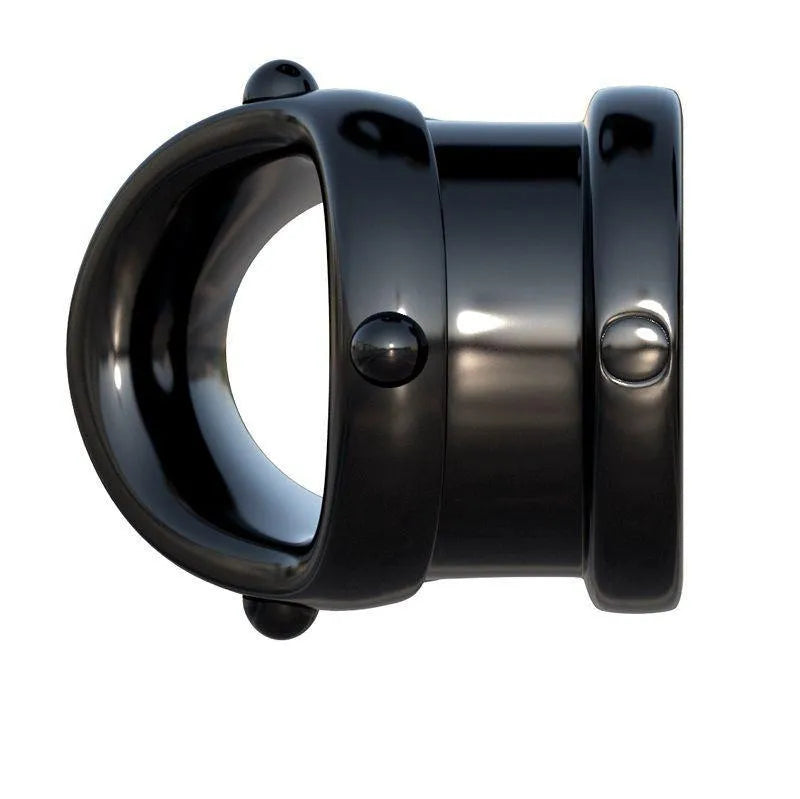 Cockring extensible noir en TPR, design lisse et ergonomique, pour érections durables et fermes.