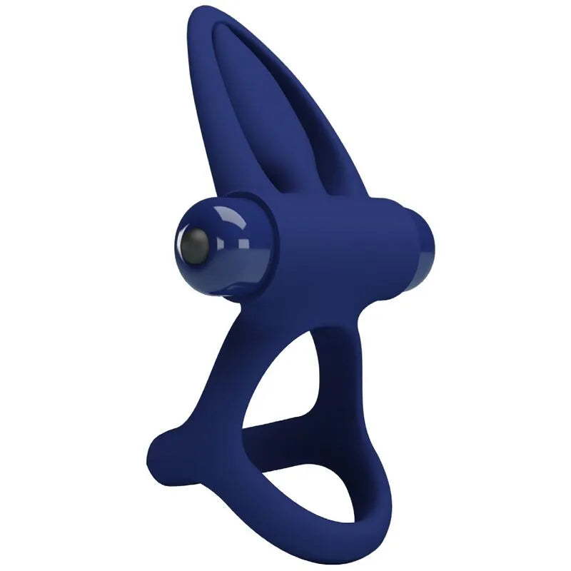 Cockring bleu en silicone avec stimulateurs, forme ergonomique, conçu pour couples, vibrations intégrées.