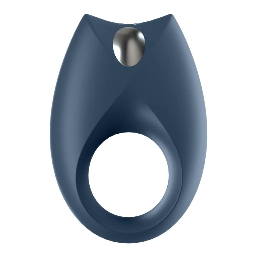 Anneau vibrant connecté en silicone bleu, forme ergonomique, programmable via application mobile pour plaisir personnalisé.