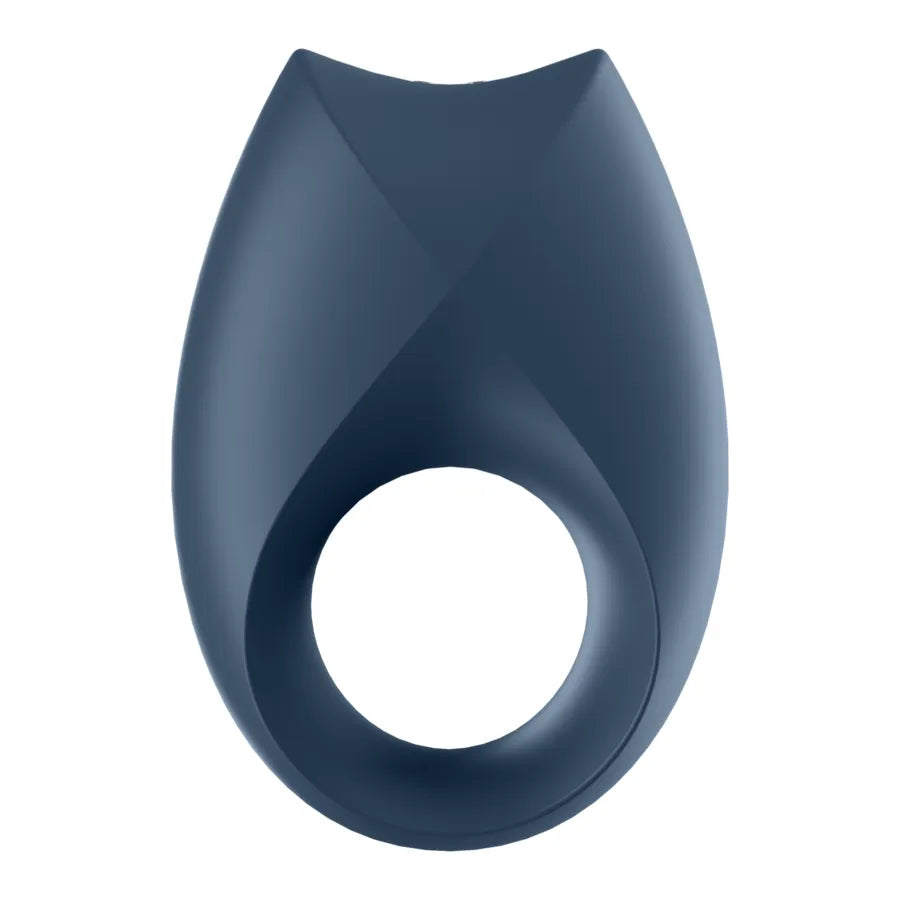Cockring silicone connecté bleu, forme ergonomique, programmable via application mobile pour vibrations personnalisées.