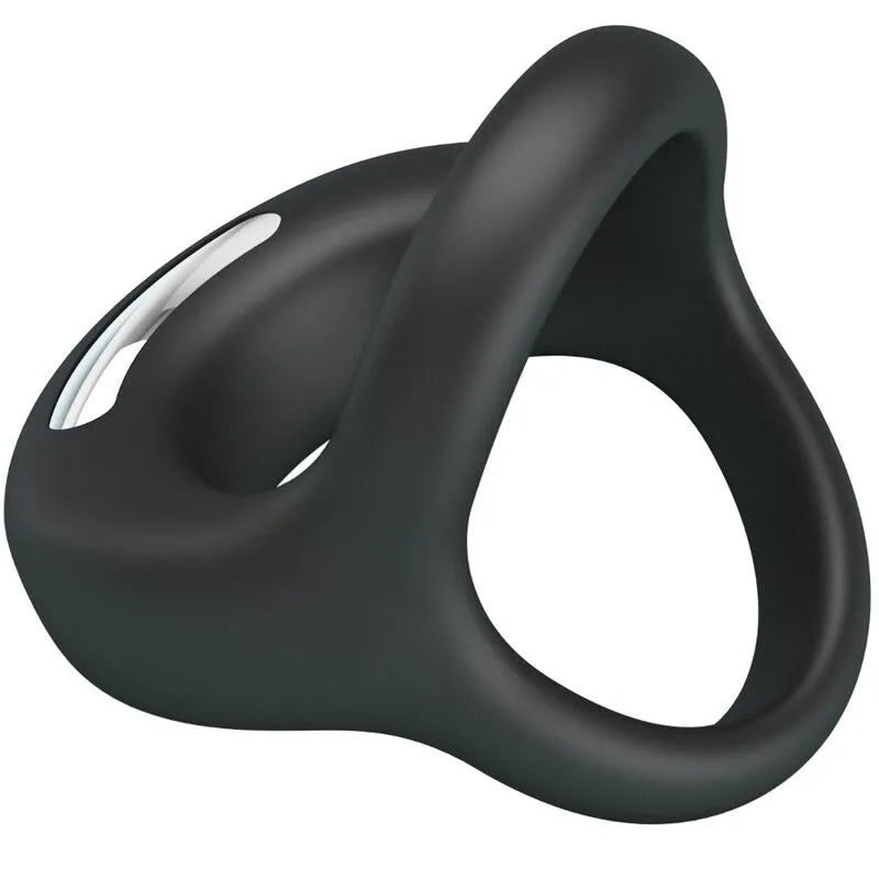 Cockring silicone noir avec vibrations rechargeables, finition veloutée, sangle ajustable pour testicules, design ergonomi...