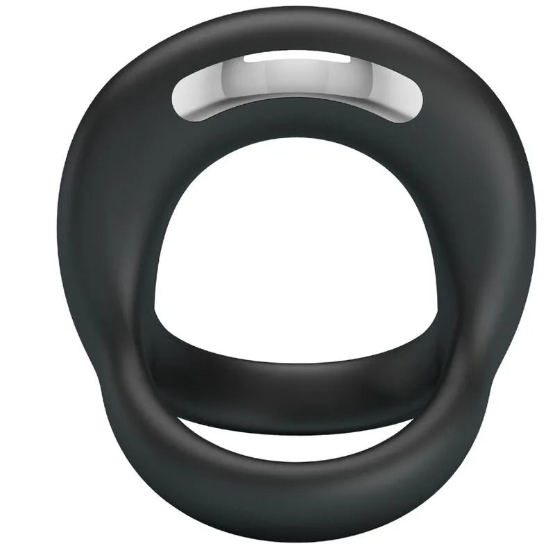 Cockring en silicone noir avec vibrations rechargeables, finition veloutée, sangle ajustable pour maintien et confort opti...