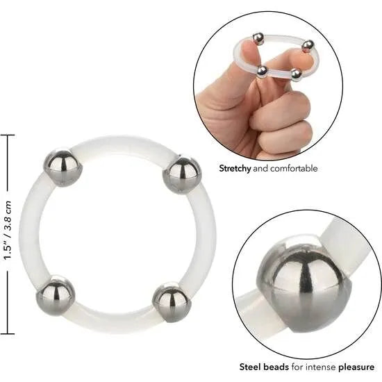 Cockring Silicone Perlé Acier Inoxydable