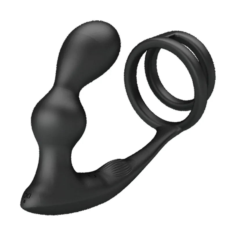 Cockring Vibrant Avec Plug Anal Télécommandé En Silicone
