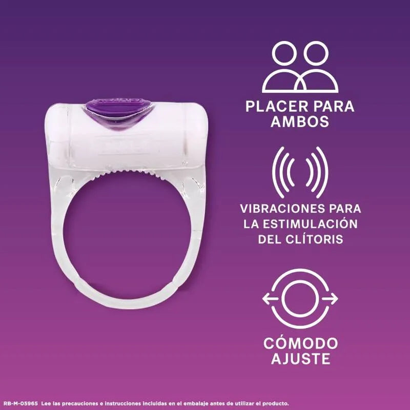 Cockring vibrant Durex, silicone sûr, 20 min de vibrations, discret, idéal préliminaires, intensifie plaisir intime.