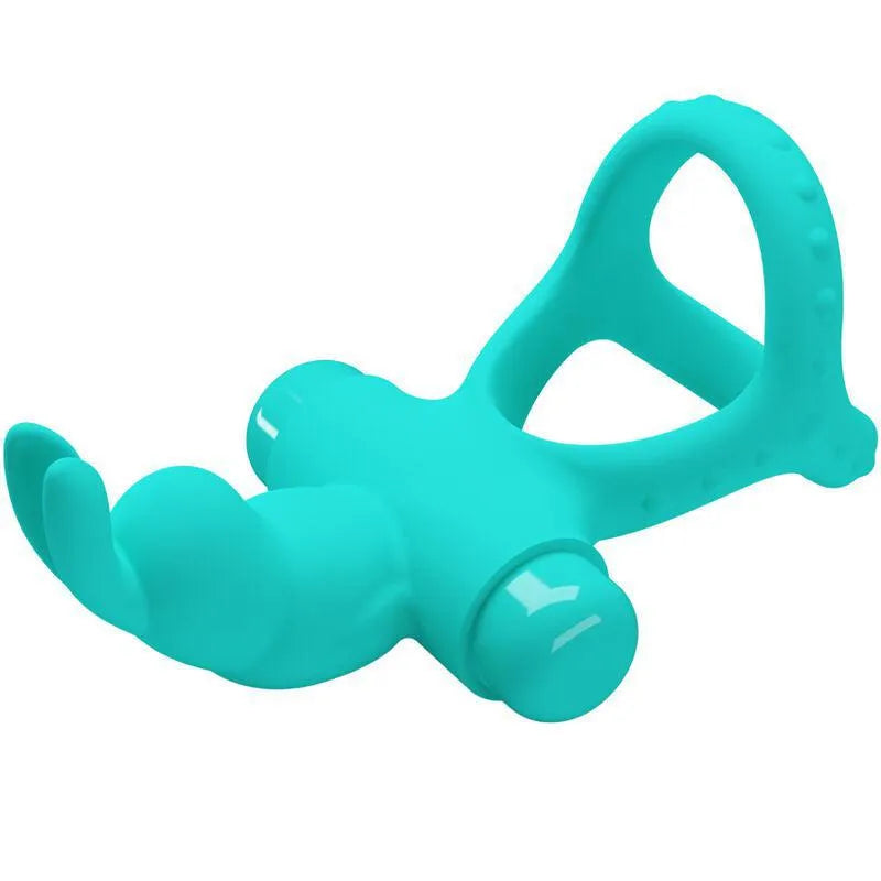 Cockring vibrant en silicone vert, forme ergonomique, stimulation clitoridienne, intensifie les moments intimes.