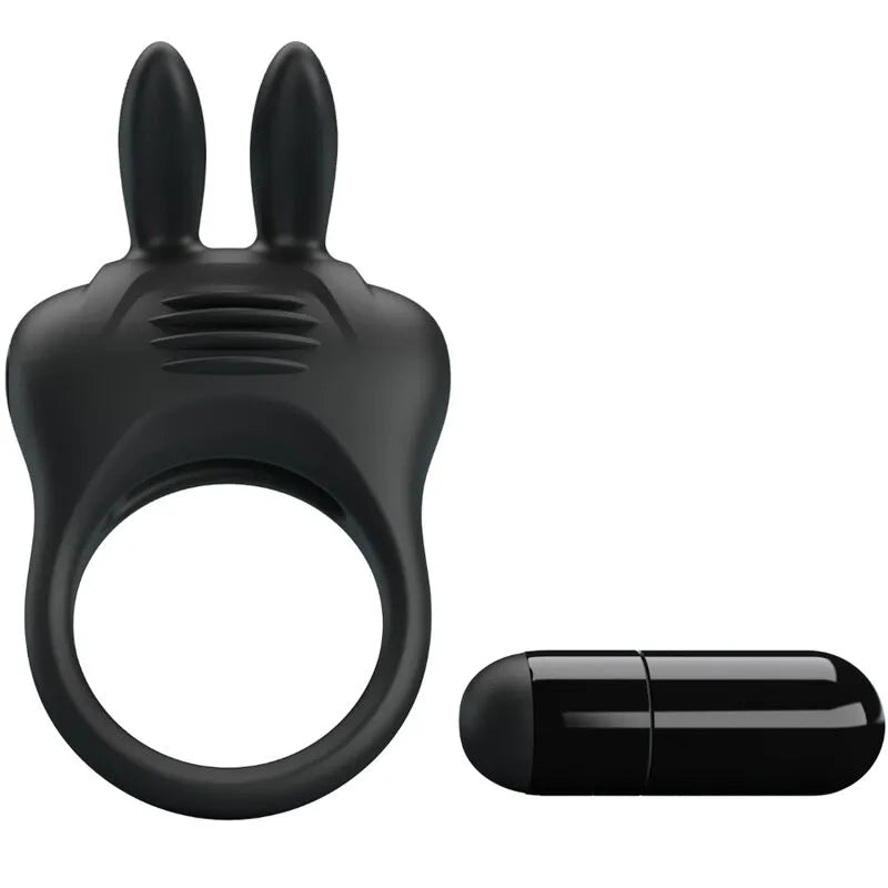 Cockring vibrant noir en silicone, design innovant avec stimulateur clitoridien, pour érections fermes et sensations luxue...