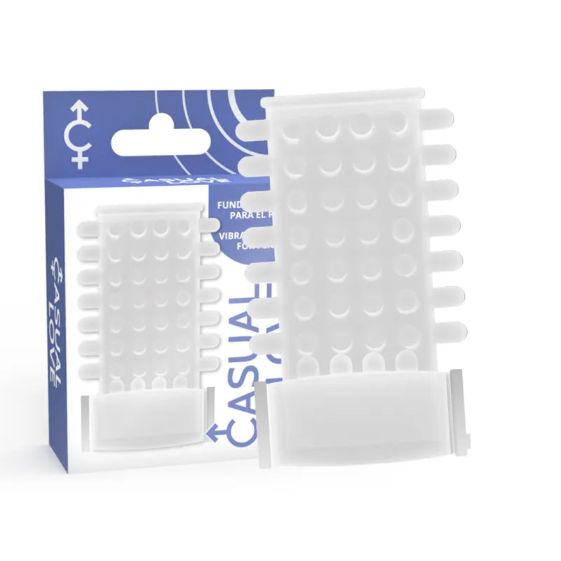 Anneau vibrant débutant TPR, transparent, extensible, avec motifs texturés, emballage bleu, pour érections fermes.