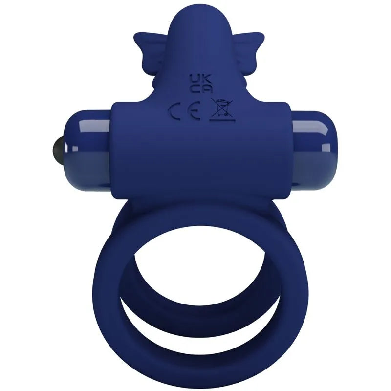 Anneau pénien vibrant en silicone bleu avec 10 modes de vibration, design ergonomique pour érection durable.