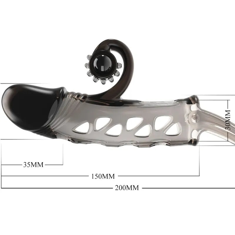 Cockring vibrante noir en TPE, forme ergonomique, super-extensible, avec détails texturés pour érection prolongée.