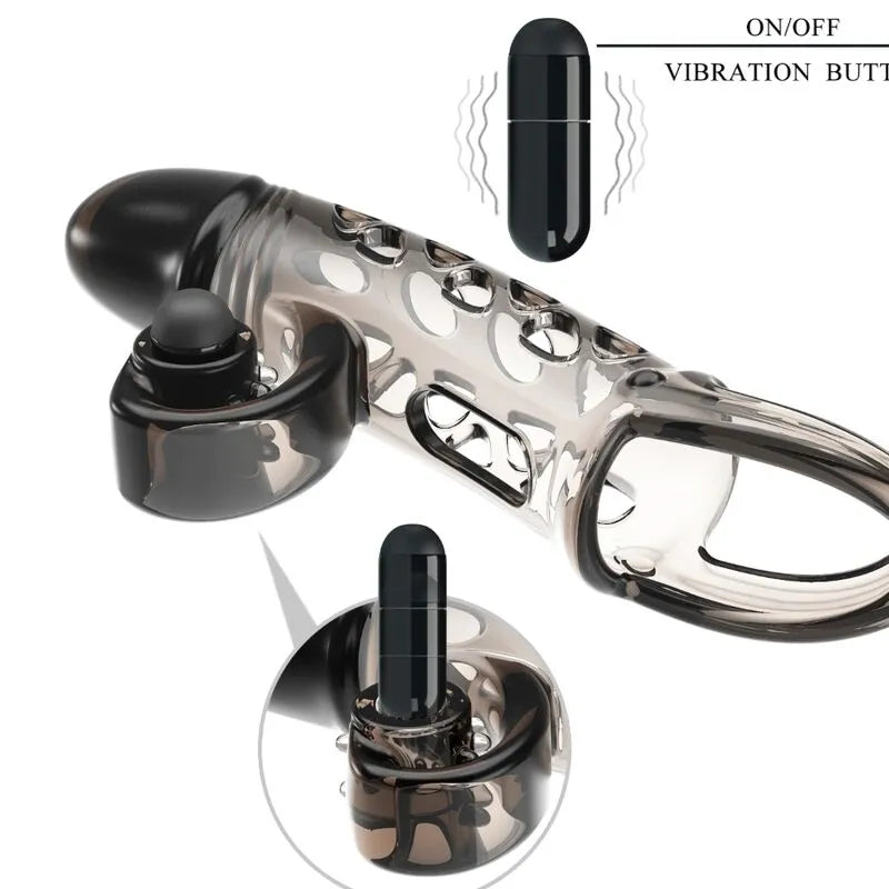 Cockring vibrante noir TPE, extensible, avec module vibrant, pour érection prolongée et sensations intenses.