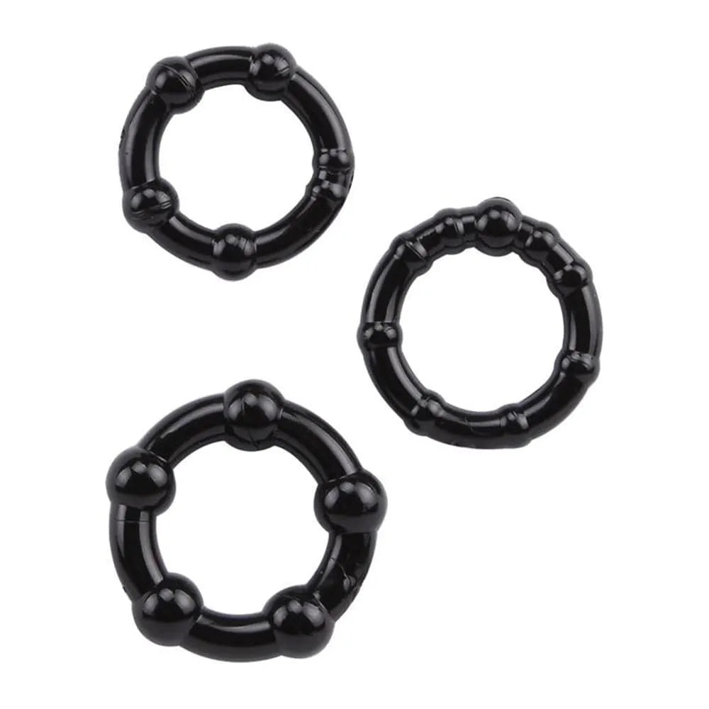 Cockrings Noirs Extensibles Avec Billes Stimulantes