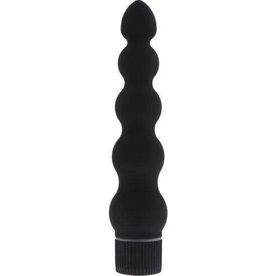 Vibromasseur noir haute technologie, design ondulé, pour expériences sensorielles, inclus dans coffret sextoys innovant.