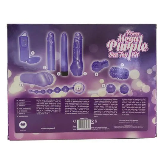 Coffret jouets sexuels violets, 9 pièces, stimulation complète, formes variées pour plaisir clitoridien, anal, point G.